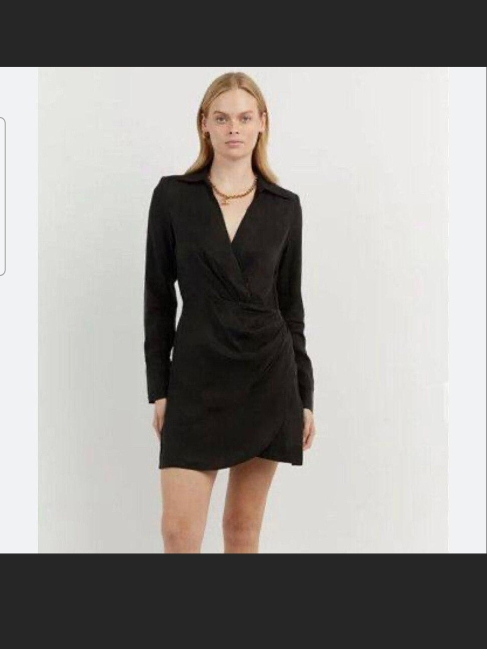 DISSH Black Long-Sleeve Wrap Mini Dress Size 10